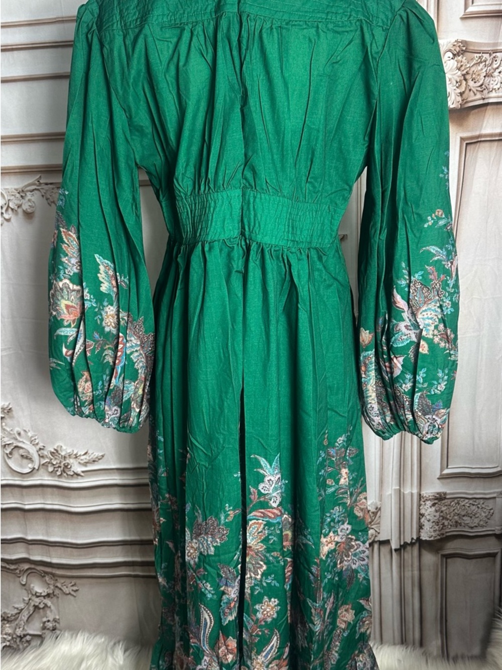 Emerald Green Floral Maxi Dress - Picture 6 of 9